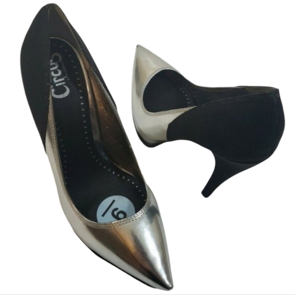 Circus by Sam Edelman~Woman Size 9~ Black/Silver Evening Platform Heel Shoes NEW - Picture 12 of 12